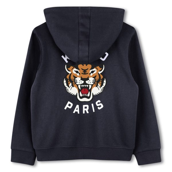 Boys Black Tiger Print Cotton Zip-Up Top Fashion