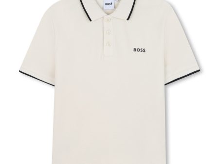 Boys White Cotton Polo Shirt For Sale