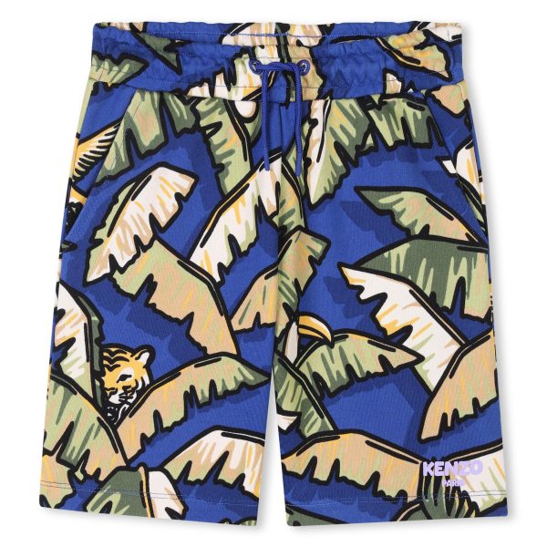 Boys Blue Coconut Tree Print Cotton Shorts Sale