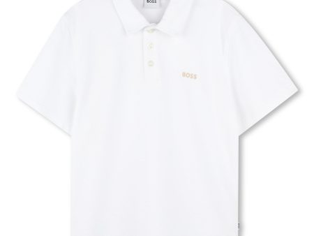 Boys White Cotton T-shirt Hot on Sale