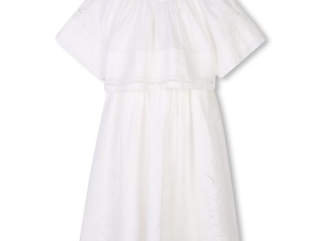 Girls White Embroidered Cotton Dress Online now