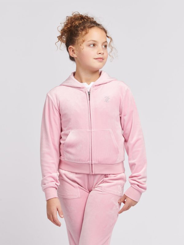 Juicy Couture Girls Diamante Logo Zip Up Top in Pink Online Hot Sale