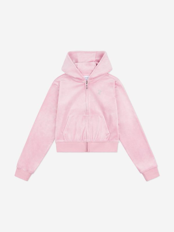 Juicy Couture Girls Diamante Logo Zip Up Top in Pink Online Hot Sale