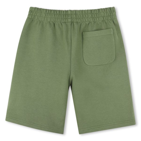 Boys Green Print Logo Cotton Shorts For Cheap