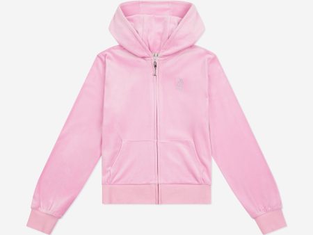 Juicy Couture Girls Diamante Logo Zip Up Top in Pink on Sale