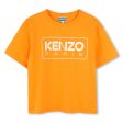 Girls Orange Print Logo Cotton T-Shirt Online Hot Sale