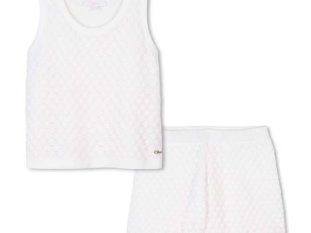 Girls White Knit Cotton Set Supply