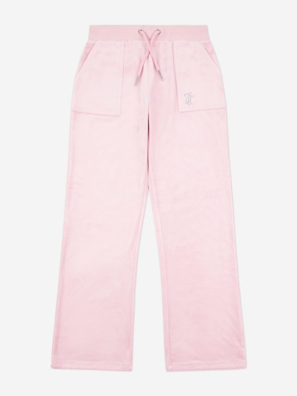 Juicy Couture Girls Diamante Logo Wide Leg Joggers in Pink Fashion