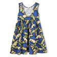 Girls Blue Print Coconut Tree Cotton Dress Online Sale