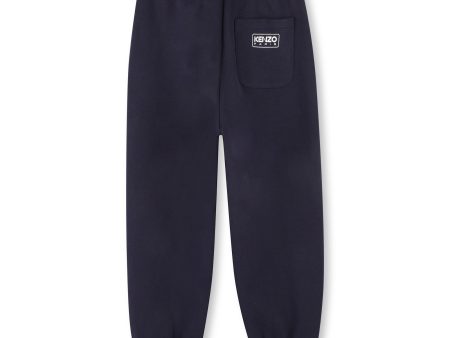 Boys & Girls Black Print Logo Cotton Trousers on Sale