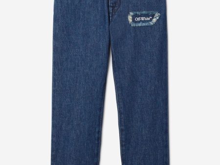 Off-White Boys Bookish Patch Regular Jeans in Blue Sale