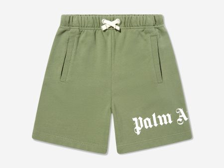 Palm Angels Boys Classic Overlogo Shorts in Green Discount