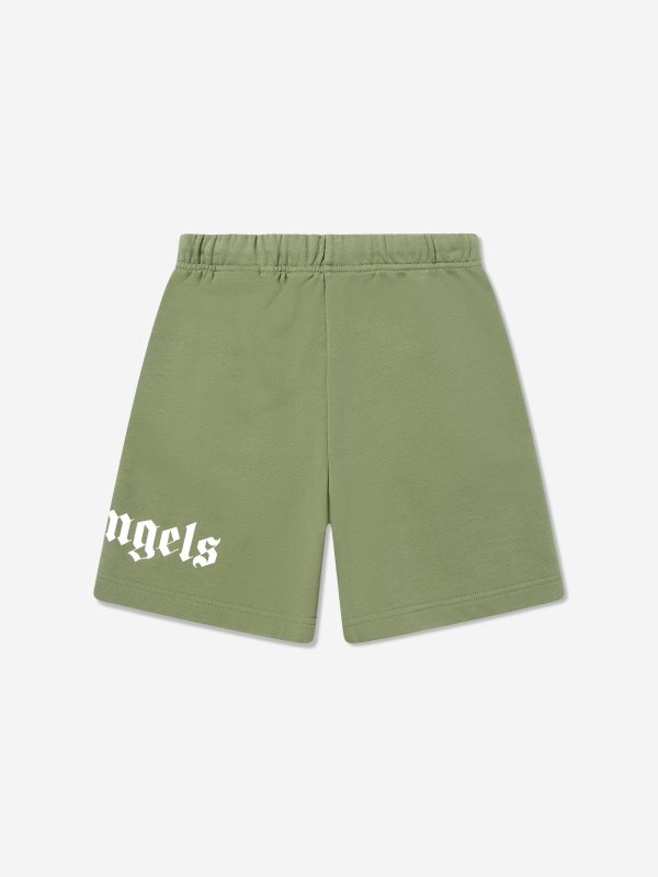 Palm Angels Boys Classic Overlogo Shorts in Green Discount