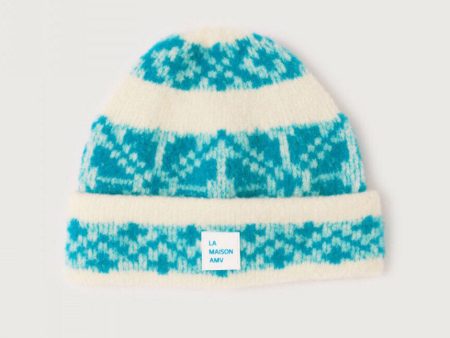 Adult Turquoise Jacquard Wool Hat Discount