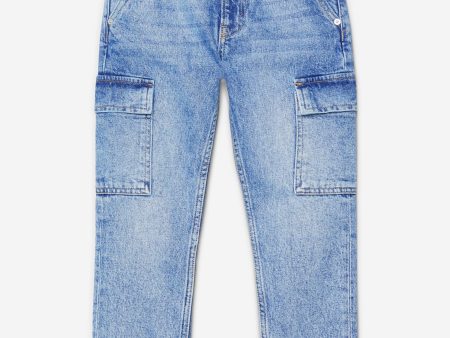 Calvin Klein Boys Dad Iconic Denim Jeans in Blue on Sale