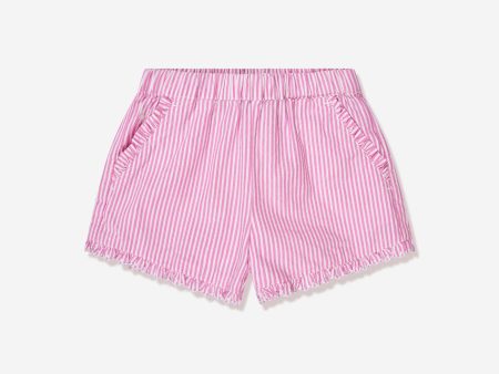 Ralph Lauren Girls Striped Ruffle Shorts in Pink Online Sale