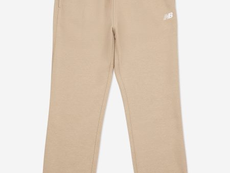 New Balance Boys Brush Back Small Logo Joggers in Beige Hot on Sale