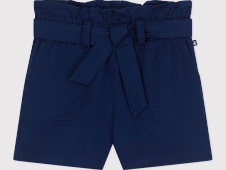 Girls Blue Lace-Up Cotton Shorts For Cheap