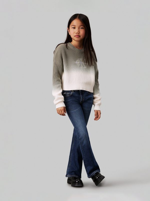 Calvin Klein Girls Mid Rise Flared Jeans in Blue For Discount