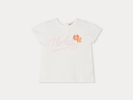 Baby Girls White Cotton T-Shirt For Discount