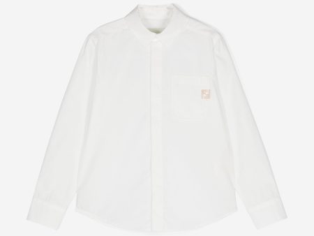 Boys Cotton Logo Shirt in White Online now