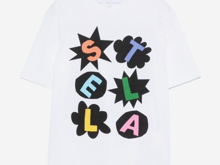 Stella McCartney Girls Logo Print T-Shirt in White For Sale