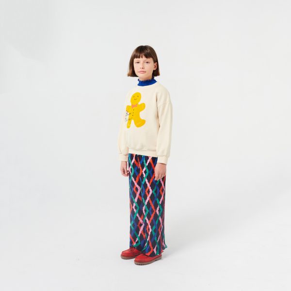 Boys & Girls White Gingerbread Printed Cotton Sweatshirt on Sale