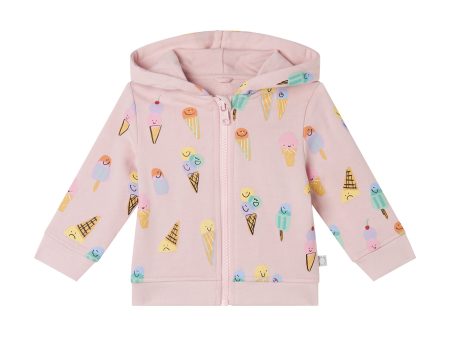 Baby Girls Pink Ice Cream Printed Hooded Jersey Cardigan Sale