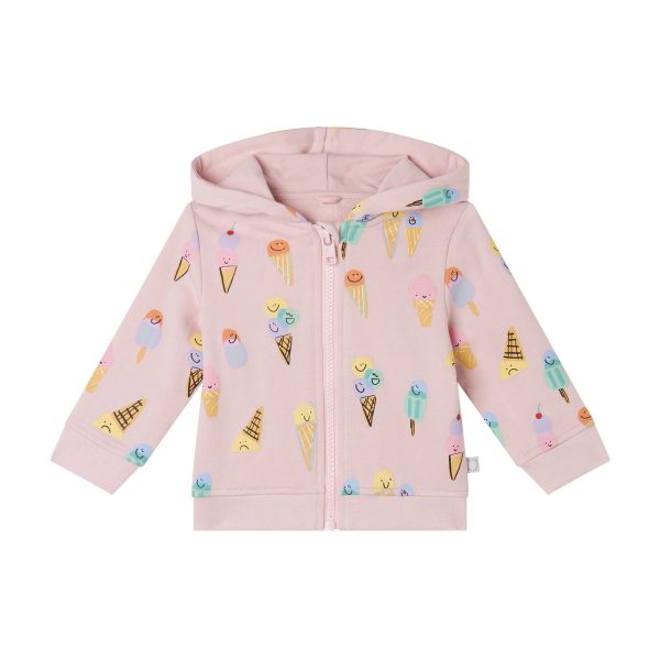 Baby Girls Pink Ice Cream Printed Hooded Jersey Cardigan Sale