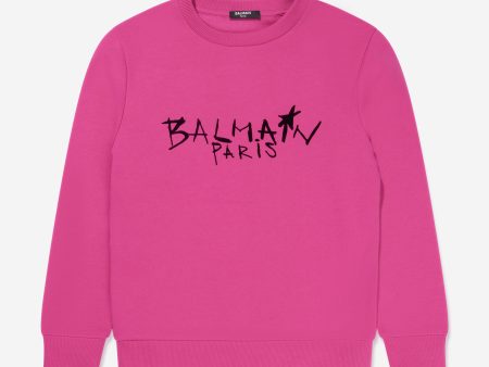 Balmain Girls Logo Print Sweatshirt Online Sale