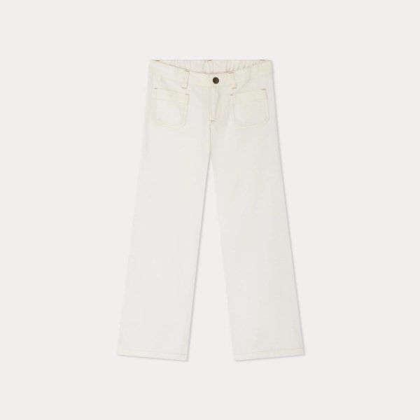 Girls White Cotton Trousers Online now