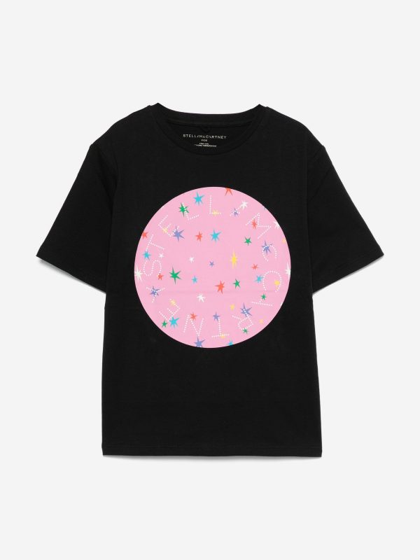 Stella McCartney Girls Logo Print T-Shirt in Black Hot on Sale