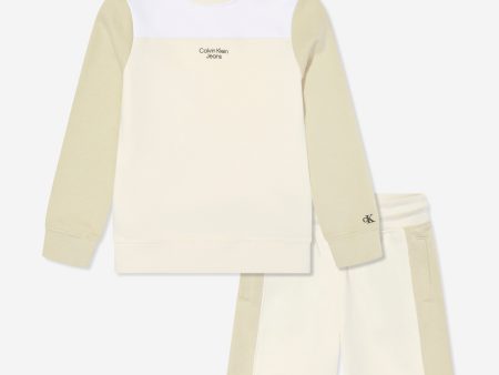 Calvin Klein Boys Colourblock Shorts Set in Beige Online