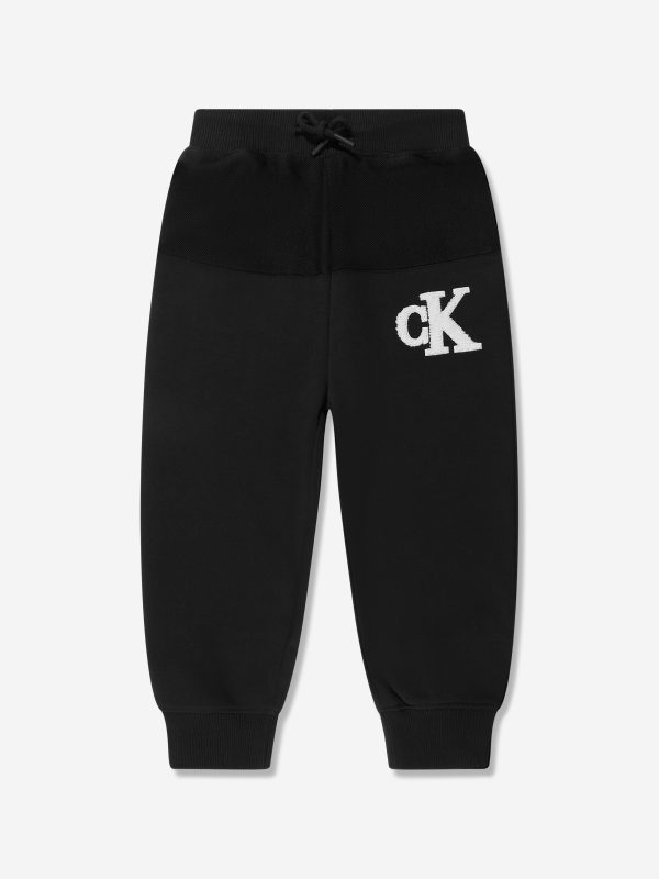 Calvin Klein Boys CK Towelling Loopback Joggers in Black Discount