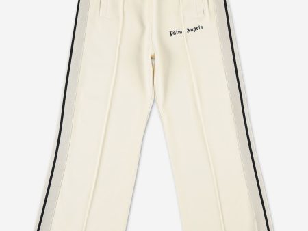 Palm Angels Girls New Track Wide Leg Pants in White Hot on Sale