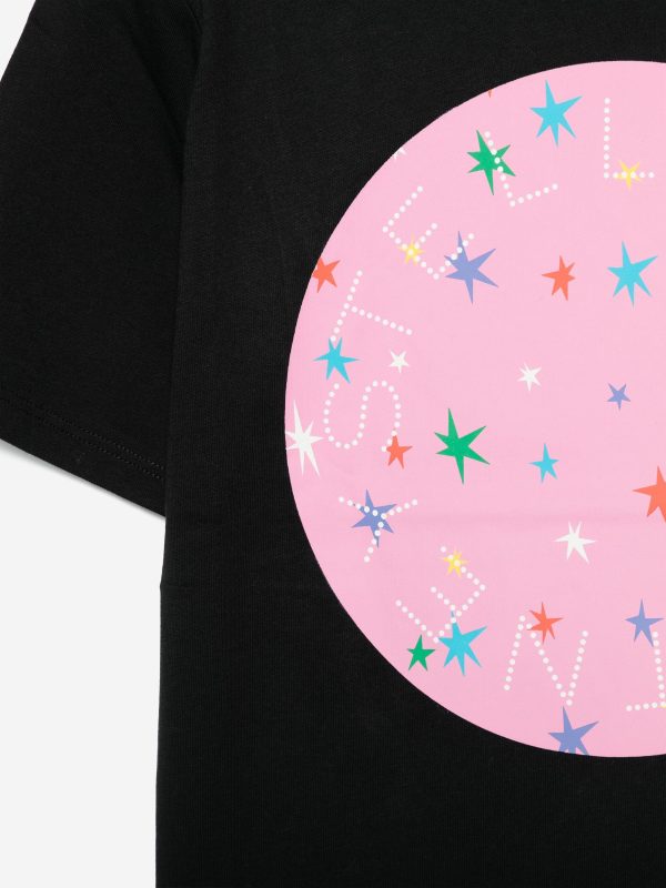 Stella McCartney Girls Logo Print T-Shirt in Black Hot on Sale