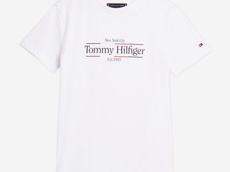 Tommy Hilfiger Boys Icon Print Regular T-Shirt in White For Cheap