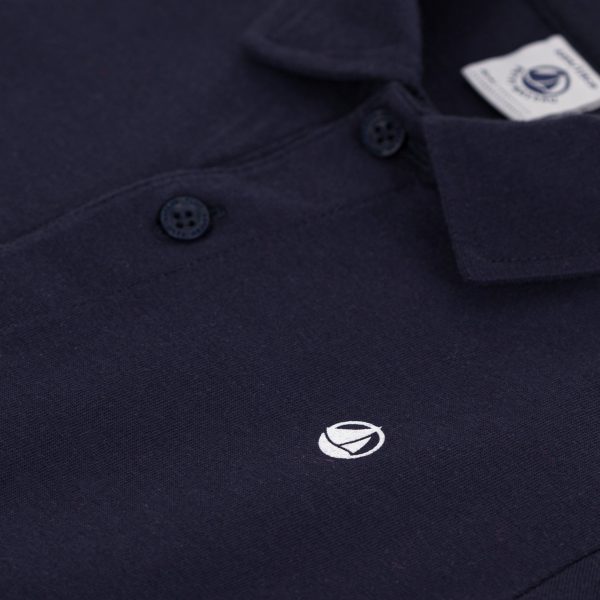 Boys & Girls Dark Blue Embroidered Logo Cotton Polo Shirt Online now