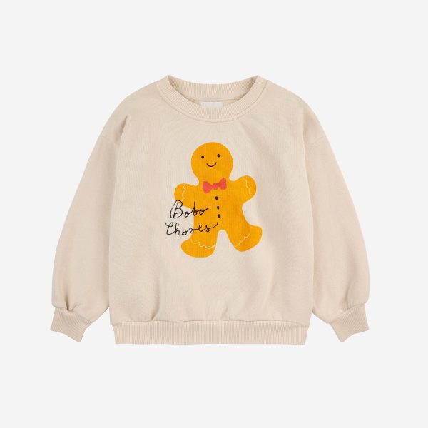 Boys & Girls White Gingerbread Printed Cotton Sweatshirt on Sale