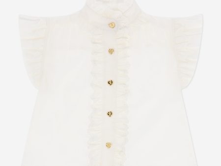 Angels Face Girls Neo Frill Blouse in White on Sale