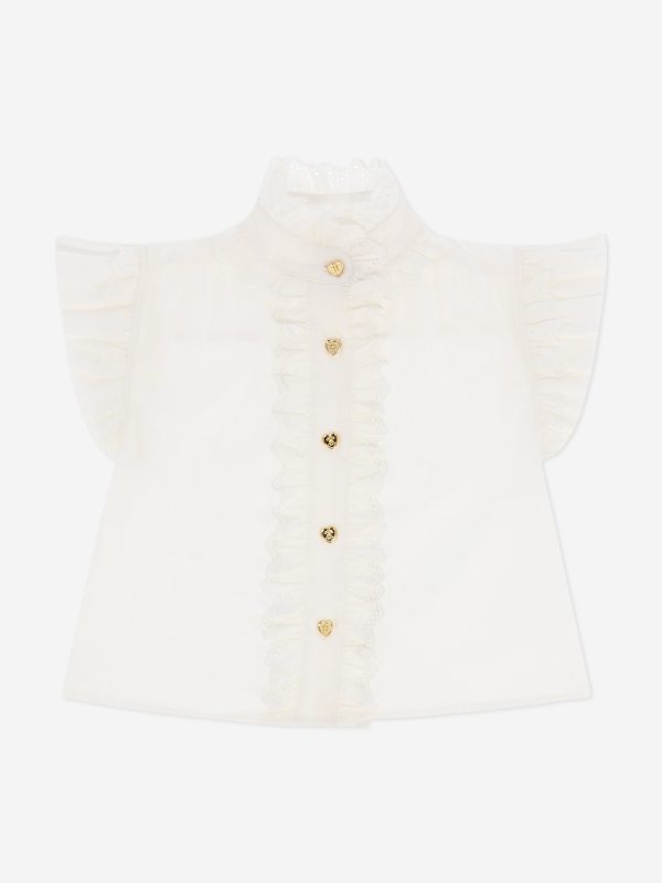 Angels Face Girls Neo Frill Blouse in White on Sale