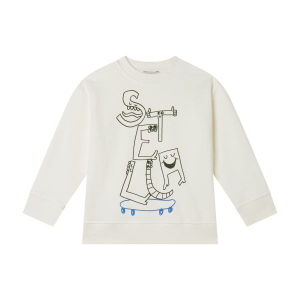 Boys Ivory Logo Cotton Sweatshirt Online now