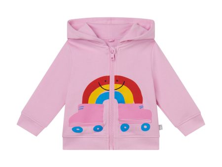 Baby Girls Pink Rainbow Printed Cotton Hooded Jersey Cardigan Sale