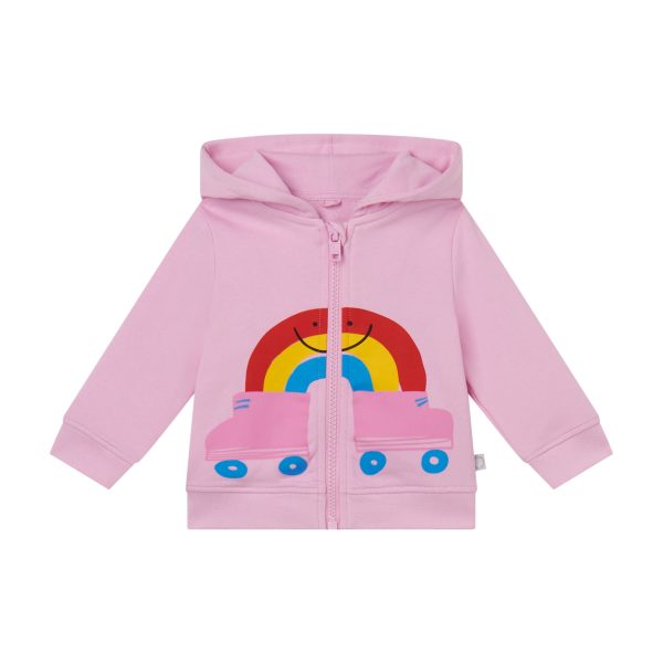 Baby Girls Pink Rainbow Printed Cotton Hooded Jersey Cardigan Sale