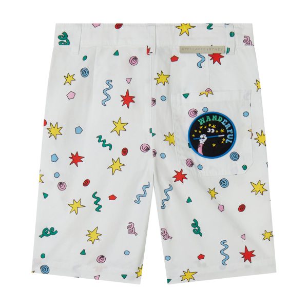 Boys White Printed Cotton Shorts Fashion