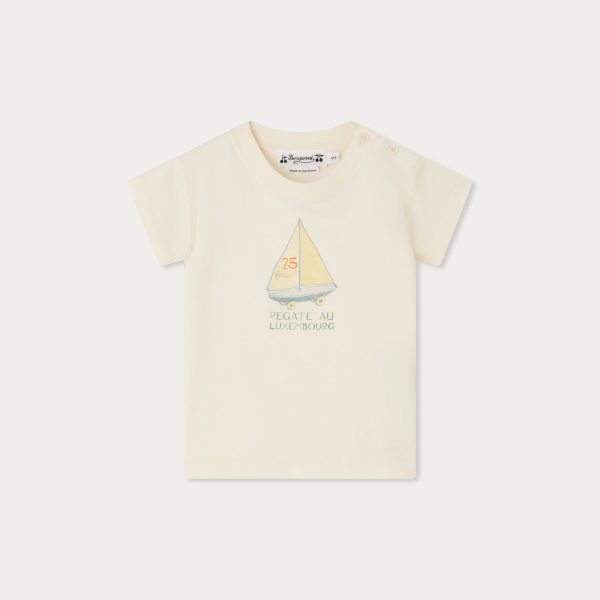 Baby Boys & Girls Ivory Cotton T-Shirt Online now