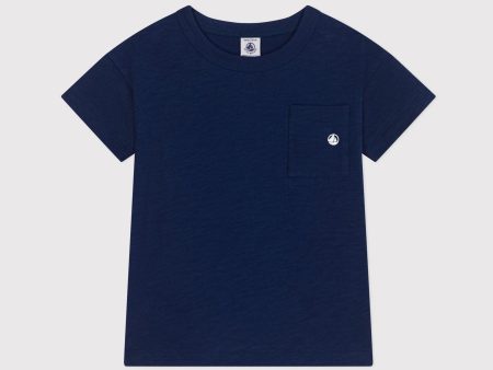 Boys Blue Navy Logo Embroidery Cotton T-Shirt Online Sale