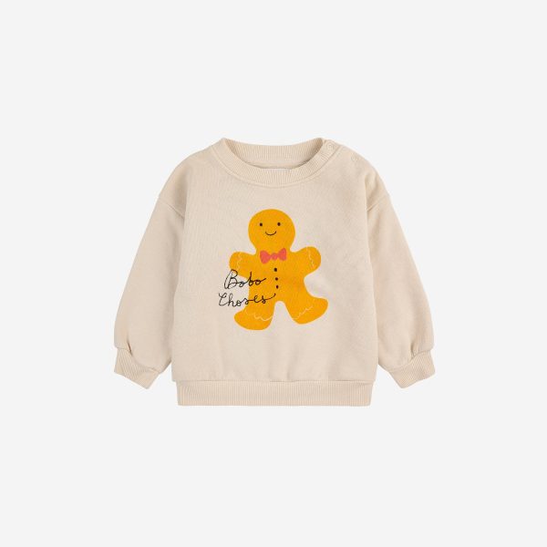 Baby Boys & Girls White Gingerbread Printed Cotton Sweatshirt Fashion