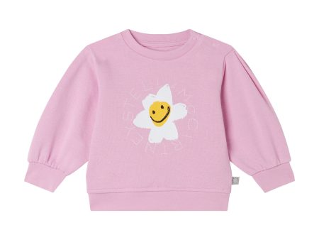 Baby Girls Pink Flower Cotton Sweatshirt Discount