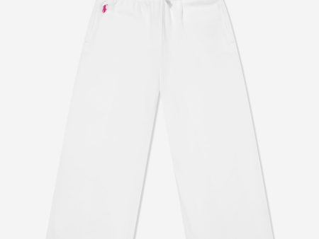 Ralph Lauren Girls Logo Joggers in White Online now